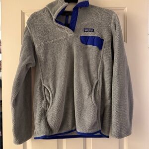 Patagonia Gray Re-Tool Fleece Pullover with Blue Trim